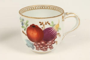 Late nineteenth century Meissen coffee cup, outside decorated with fruits and flowers, entwined - Image 9 of 14