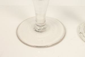 Two eighteenth century drinking glasses of conical form, one with fold-over foot, tallest 12cm - Image 3 of 10