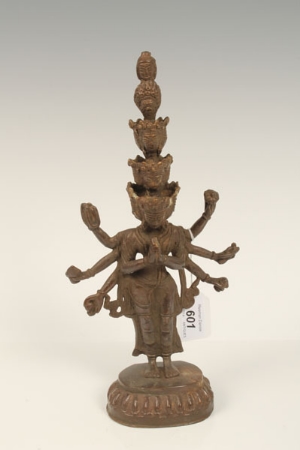 Eastern bronze figure, modelled as a many-armed Goddess, on oval base   CONDITION REPORT  Good