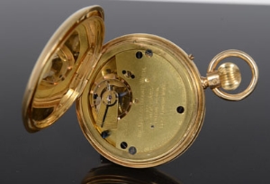 Good quality gentlemen's gold (9ct) half hunter keyless pocket watch by J. W. Benson, London, with - Image 3 of 6