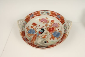 Pair of late nineteenth century Japanese Kutani tureens and covers, each with double loop handle, - Image 4 of 14