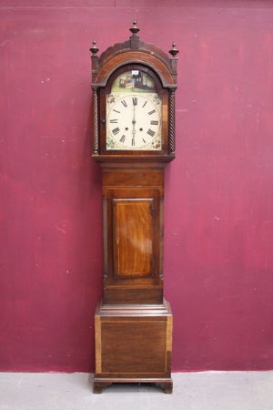 Early nineteenth century eight day longcase clock with eight day bird cage movement with wooden - Image 14 of 26