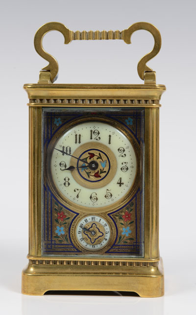 Good quality late nineteenth century French carriage clock with eight day alarm movement, striking