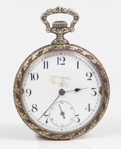 Rare early twentieth century Continental pocket watch decorated with a tennis match scene to the