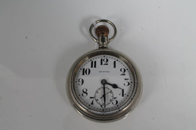Early twentieth century Helvetia pocket watch with screw-down bezel, enamel dial and buttoned