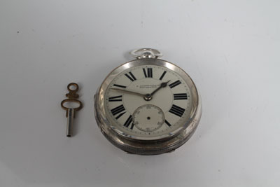 Victorian gentlemen's silver open face pocket watch with fusee movement, signed - 'J.