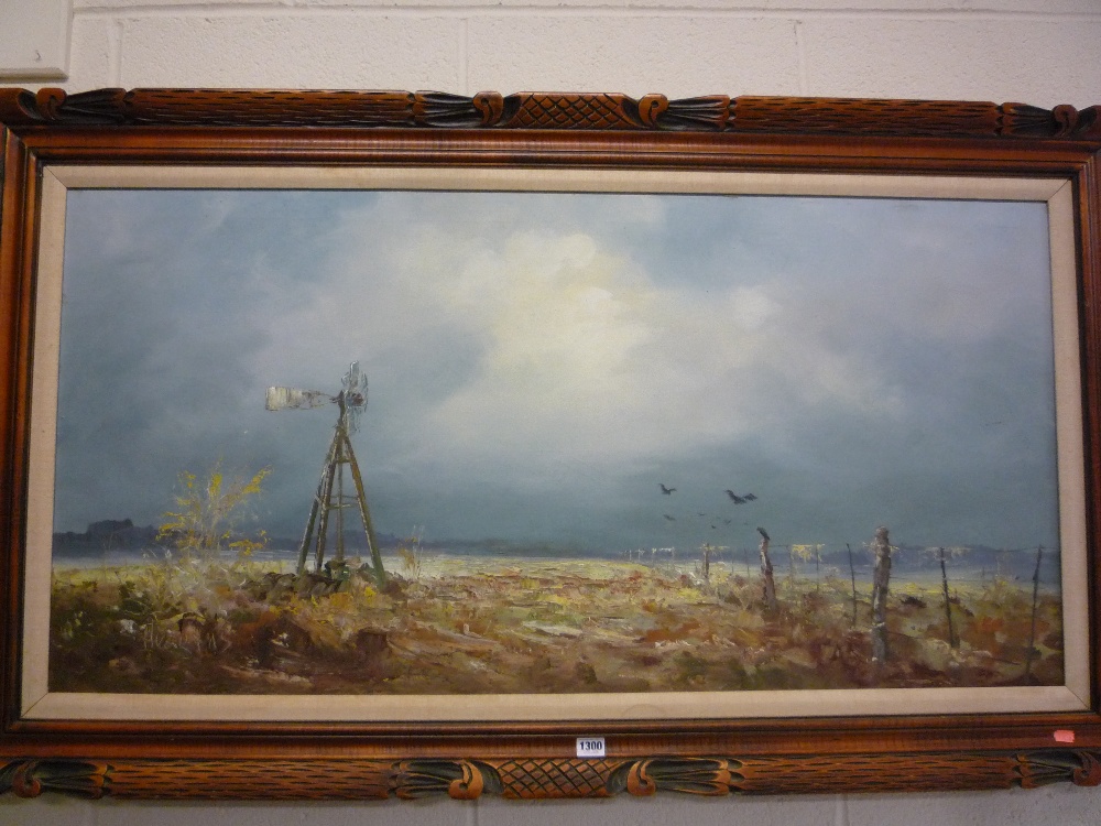 HUERTAS, SEGUNDO AGUAIR (ARGENTINE) (1923-2010), weather vane in a field, oils on canvas, signed,