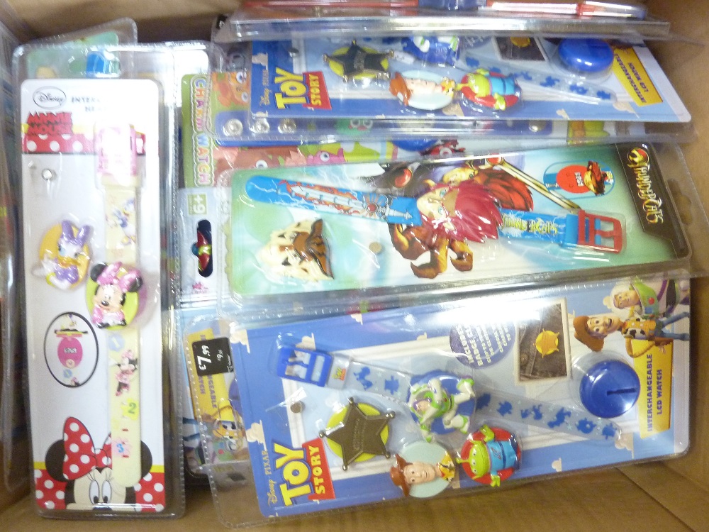 A BOX OF FORTY BRAND NEW WATCHES, to include Pixar, Moshi Monsters etc