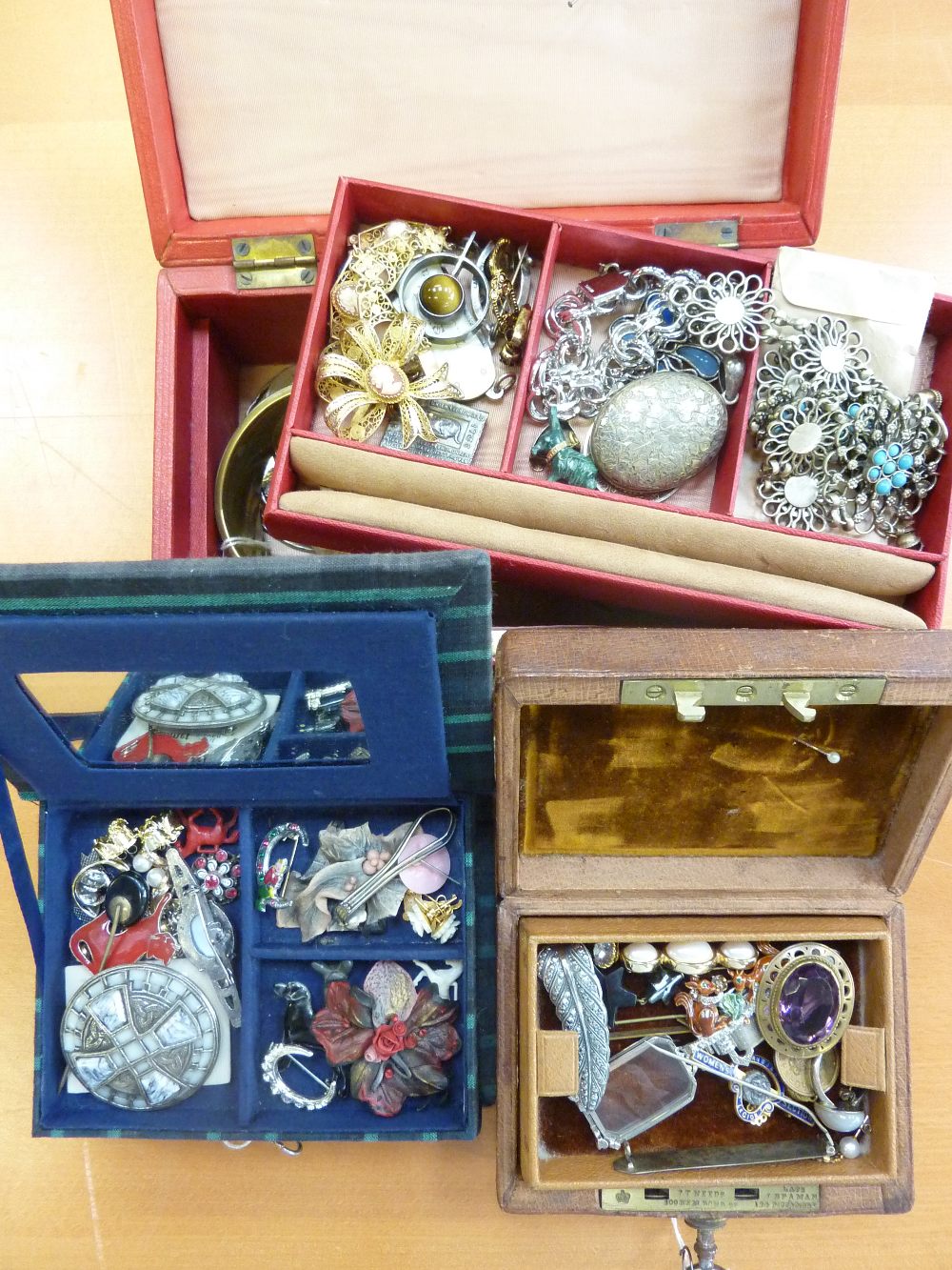 THREE JEWELLERY CASES OF COSTUME JEWELLERY