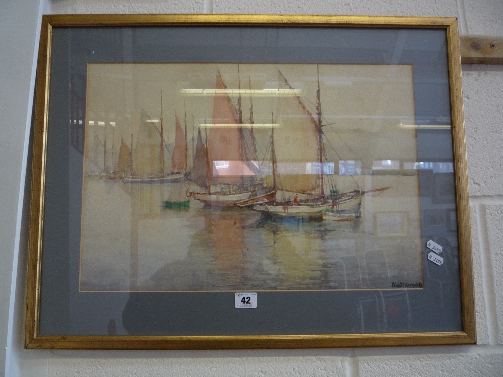 LOCKWOOD, W (XX), sailing boats of the Cornish coast, watercolour, signed, framed, 35cm x 50cm