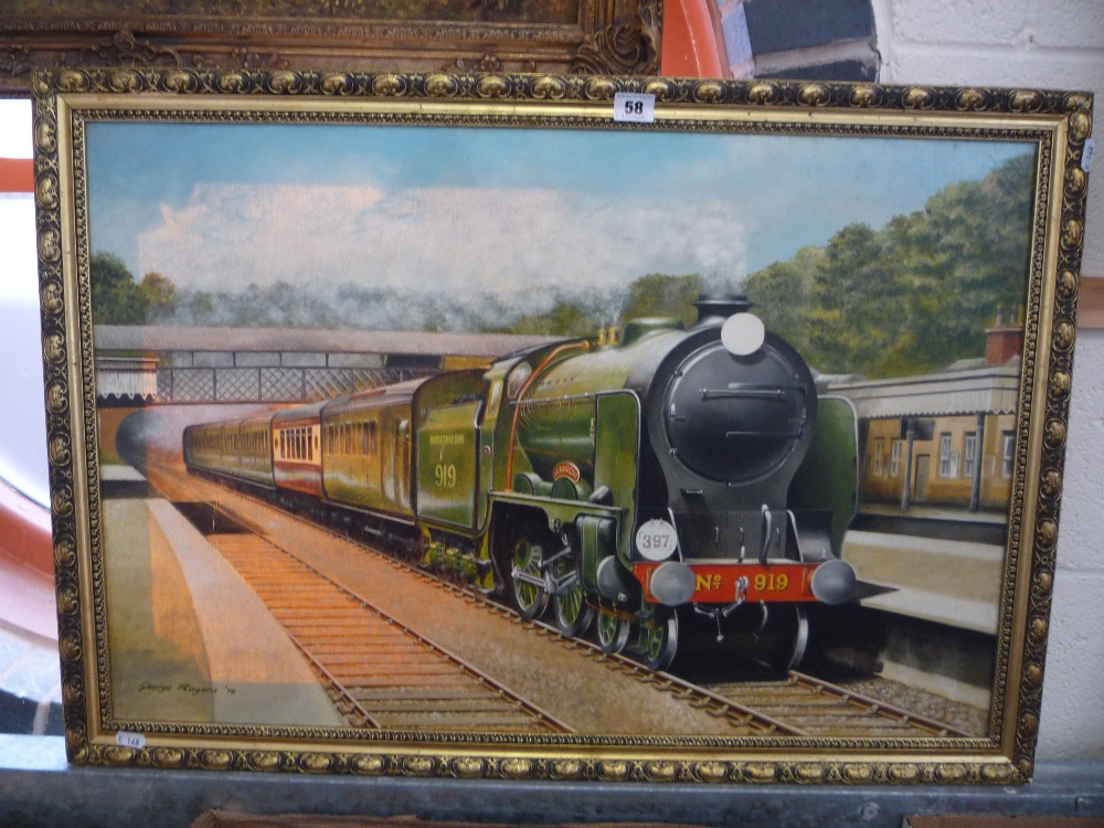 ROGERS, GEORGE (XX), `Harrow` locomotive, No.919, oils on canvas, signed and dated 1972, framed,