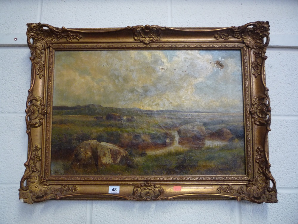BATES, DAVID (BRITISH) (1840-1921), `On the Moor between Dolwyddelen and Capel Curig`, oils on