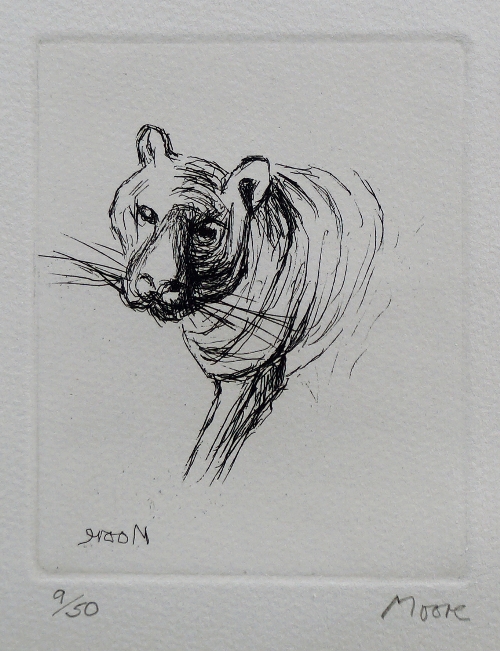 Henry Moore OM CH FBA RBS, British 1898-1986- Tiger; etching, signed within the plate, signed and