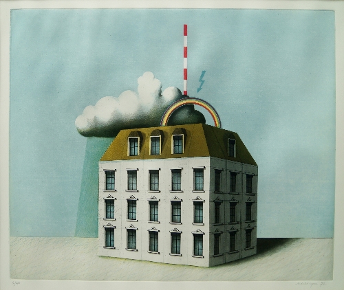 Friedrich Meckseper, German b.1936- "Haus" 1972 (Cramer 141); etching with aquatint printed in