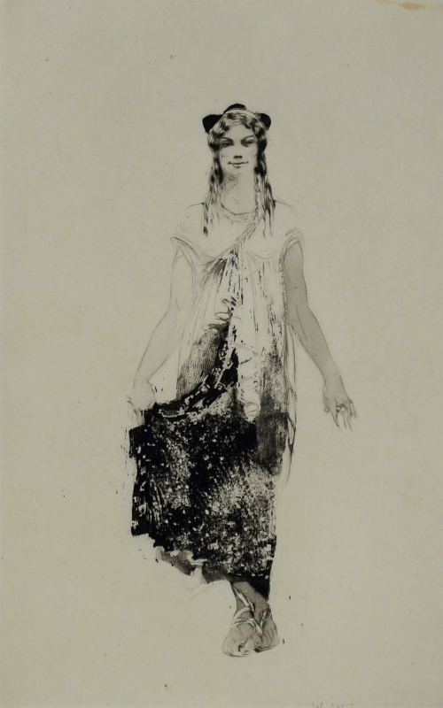 William Walcot RE Hon RIBA, British 1874-1943- "A Greek Lady"; drypoint and aquatint, with etching