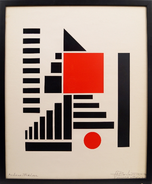 Henryk Berlewi, Polish 1894-1967- "Mechano-Faktura"; screenprint in black and red, signed, titled,