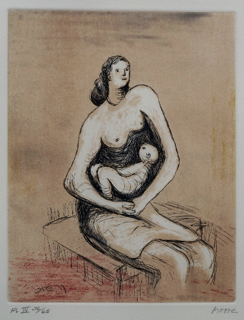 Henry Moore OM CH FBA RBS, British 1898-1986- "Mother and Child III" 1983, (Cramer 673), from the '