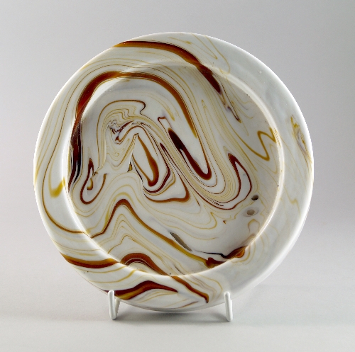 Toni Zuccheri, Italian 1937-2008, a flattened glass bowl by Venini Murano, c.1970, decorated with