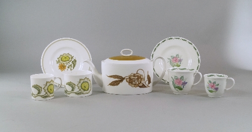 A Susie Cooper ''Fragrance, Sunflower and Solera" pattern part tea/ coffee service for Wedgwood,