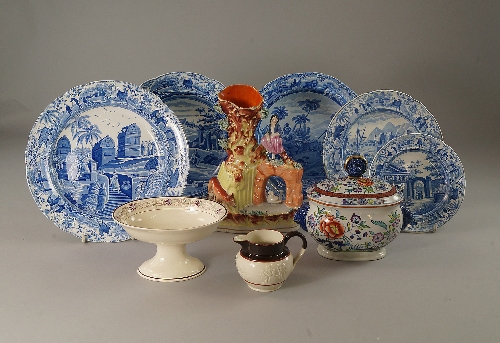 A collection of English pottery, 19th century and later, to include a Ridegeway sauce tureen, a