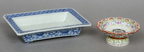 An 18th century Chinese blue and white porcelain planter
Of shallow rectangular form; together