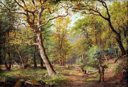 GEORGE CAMMIDGE (1846-1916) British
Wood Cutter on a Woodland Path
Oil on canvas
Signed and dated