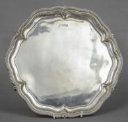 A George V silver salver, hallmarked Sheffield 1927, maker's mark of Walker & Hall
Of plain form