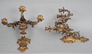 A pair of 19th century ormolu wall lights
Each lions mask issuing the fine cast turning candelabra