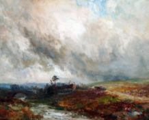 JOHN FAULKENER SLATER (185-1937) British
Horse and Cart in a Rural Landscape with Storm Approaching;