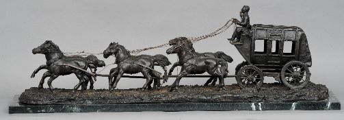CHARLES MARION RUSSELL (1864-1926) American
Coach and Horses
Bronze, mounted on marble base
Signed
