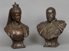 SYDNEY MARCH (1875-1968) British for Elkington & Co.
Busts of Edward VII and Queen Alexandra