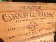 Chateau Cambon la Pelouse Cru Bourgeois Superieur Haut-Medoc 2003
Twelve bottles in old wooden case.