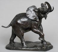 A patinated bronze of a male African elephant
Naturalistically modelled, the base signed Avo.