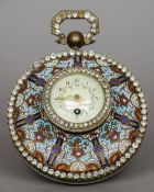 A late 19th/early 20th century enamel decorated Sedan clock
Decorated with vignettes of fruiting