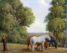 *AR JEFFREY E. MORTIMER (1895-1986) British
Horses in Landscape
Oil on board
Signed
29 x 24 cms,