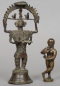 A 19th century Indian bronze figure of a four armed female deity
Together with a bronze of a nude