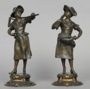 ALPHONSE-HENRI NELSON (born 1854) French
Faneuse and Glaneuse
Bronzes, both standing on integral