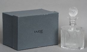 A boxed Lalique frosted glass decanter
Decorated in the round with classical female figures.  22.5