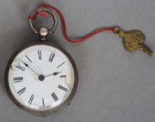 A white metal cased Duplex pocket watch, with "Chinese" movement
The white enamelled dial with Roman