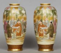 A pair of late 19th/early 20th century Satsuma vases
Each well painted with scholarly figures in a