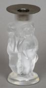 A Lalique frosted glass figural candlestick
14.5 cms high.   CONDITION REPORTS:  Overall good,