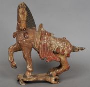 A 19th century or earlier Tang style polychrome painted wooden carving of a horse
Of typical form,