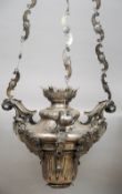 An 18th century Austro-Hungarian silver hanging sentry lamp, with 13 loth hallmark and dated 1764,