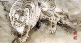 CHINESE SCHOOL (19th/20th century)
Tiger
Ink and wash with two red seal marks
48 x 26.5 cms,