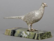 An Elizabeth II silver model of a cock pheasant, hallmarked Birmingham 1968, maker's mark of AEJ