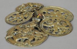 Five 18th/19th century Indian brass pilgrimage badges
Each of circular form and depicting