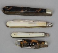 A Victorian tortoiseshell handled pocket knife by Rogers of Sheffield
Together with a small
