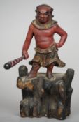 An 18th/19th century Japanese painted carved wooden figure of Kongara
Typically modelled holding a