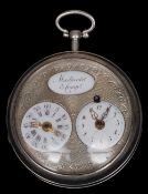 A 19th century Continental double dial verge pocket watch
The engine turned engraved front with twin
