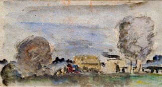 *AR PEGGY SOMERVILLE (1918-1975) British
Landscape with travellers
Watercolour
Peggy Somerville